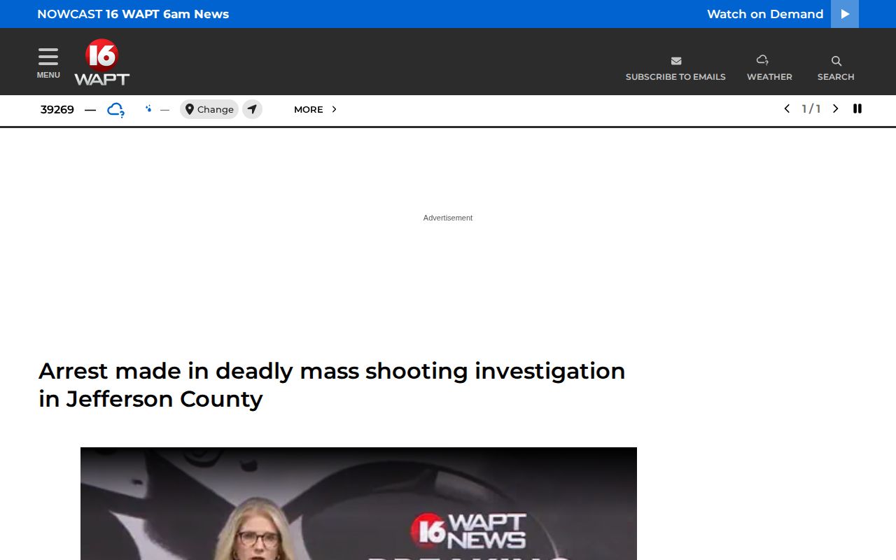 Jefferson County arrest news story interface from WAPT for a Fayette records chronology