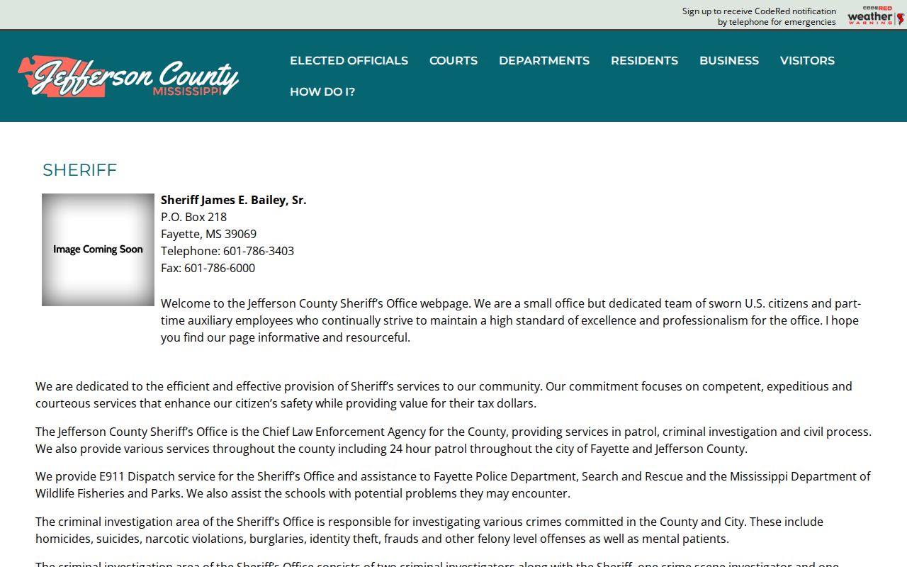 Jefferson County Sheriff official page and booking destination information
